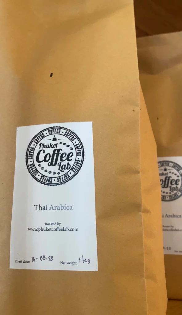 A close up shot of our packaged coffee beans, the best coffee beans in Phuket, only served at the best breakfast in Phuket: Poached Breakfast Cafe, Chalong, Phuket, Thailand