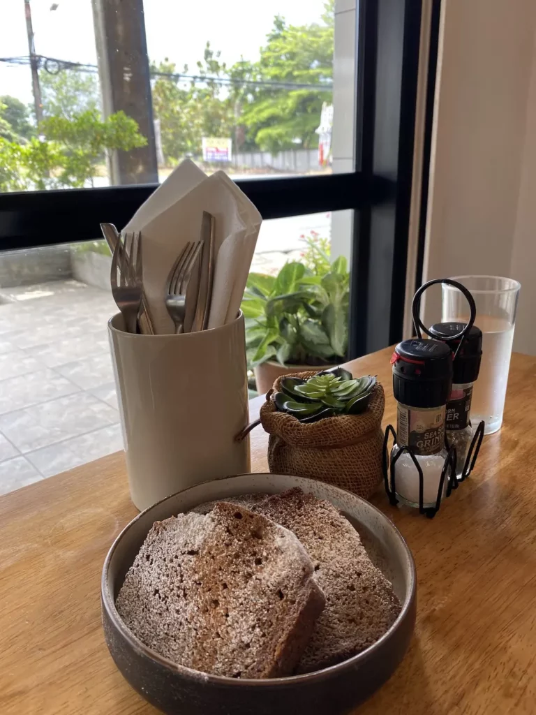 Our famous banana bread at the place that serves the best breakfast in Phuket, Poached Breakfast Cafe, Chalong, Phuket, Thailand