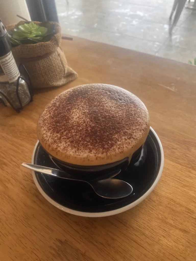 A delicious cappuccino at the spot that serves the best breakfast in Phuket, Poached Breakfast Cafe, Chalong, Phuket, Thailand
