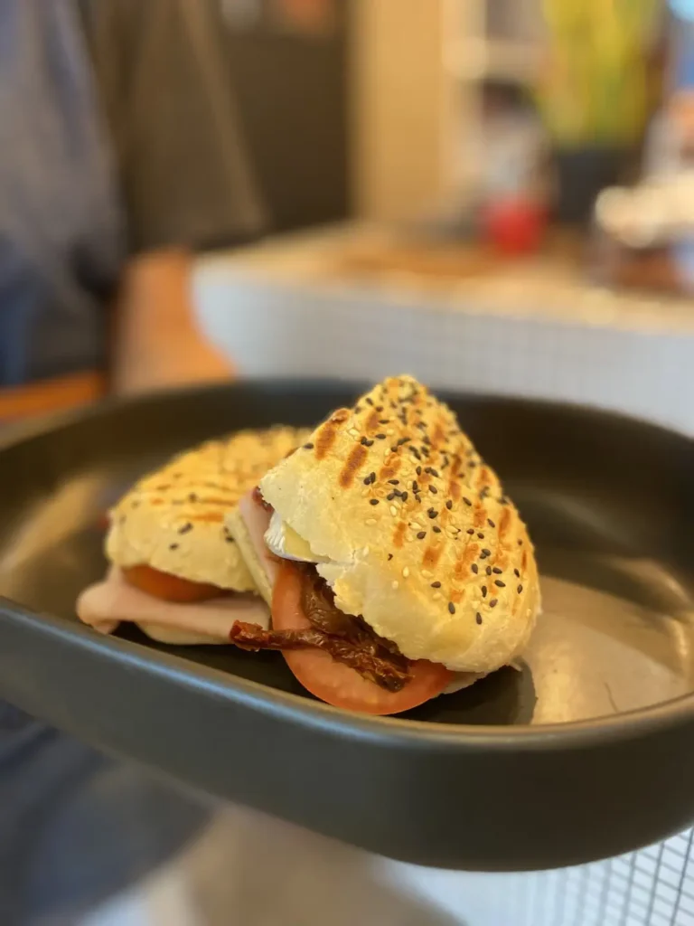Brie, ham, tomato and sundried tomato sandwich at the best bakery in Chalong: