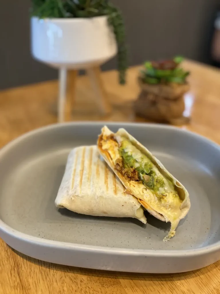 Spicy breakfast burrito on a plate is a great alternative if you're not in the mood for sourdough in Chalong. Only at Poached Breakfast Cafe, Chalong, Phuket, Thailand